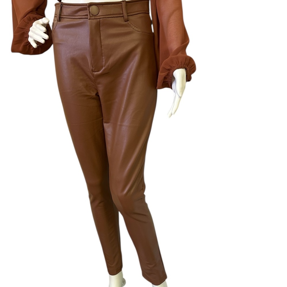 Lock It Faux Leather Pants - Cognac - Picture 6 of 7